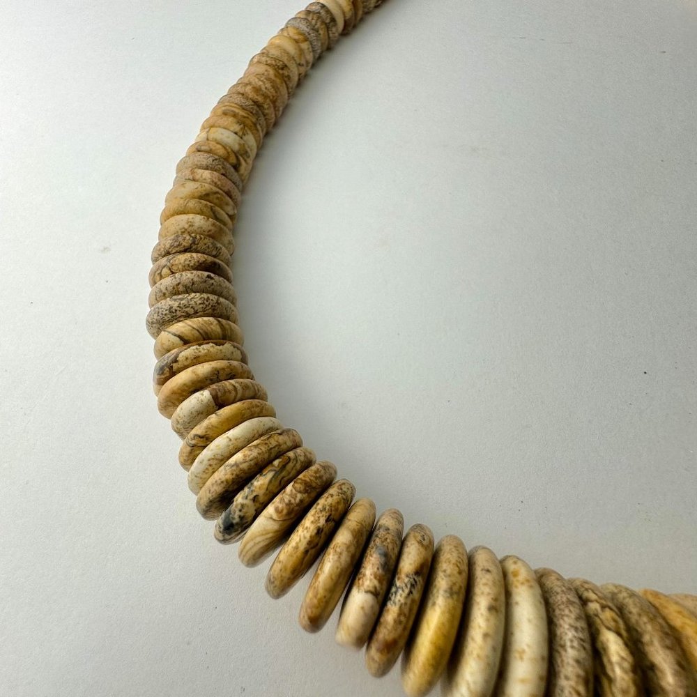 Jasper Coin Bead Necklace